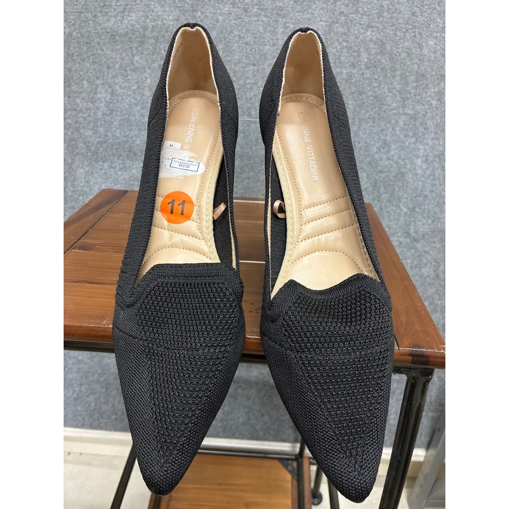 Adrienne Vittadini Black Knit Kitten Heel Pumps Pointed Toe Shoes Size 11 NWT